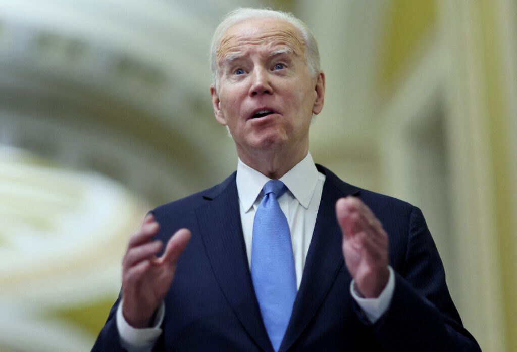FILE PHOTO: U.S. President Joe Biden speaks to media in Washington