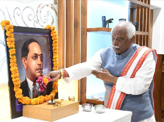 Haryana Governor Bandaru Dattatreya pays tribute B.R. Ambedkar on his ...