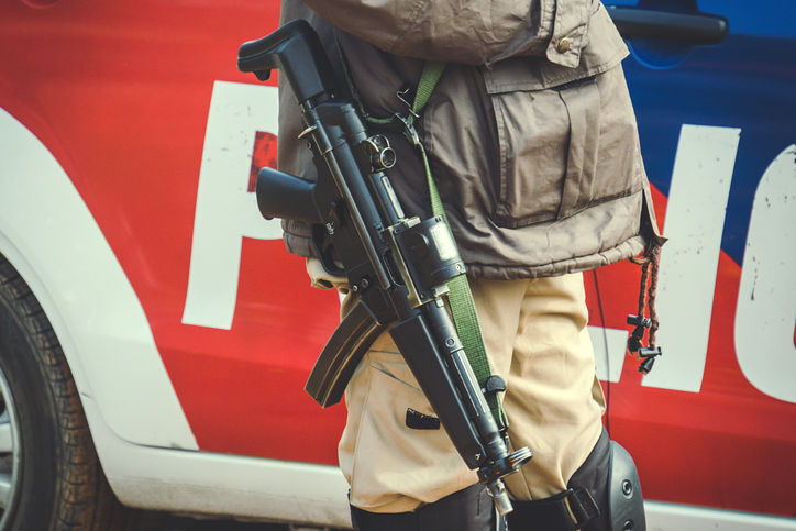 machine gun on a COP’s shoulder.